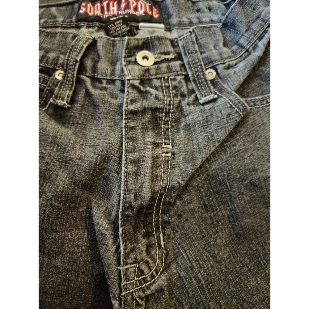 South Pole Metal Thunder Jeans 27x29 Black Rock Baggy Grunge Skater Embroidered